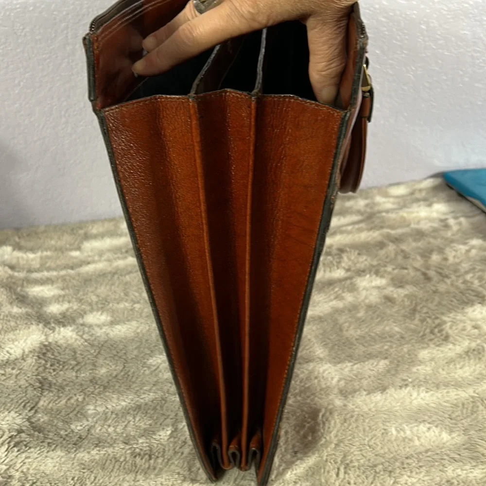 Vintage Gold Pfeil sport 16” Brown Leather Briefcase Portfolio Document Bag